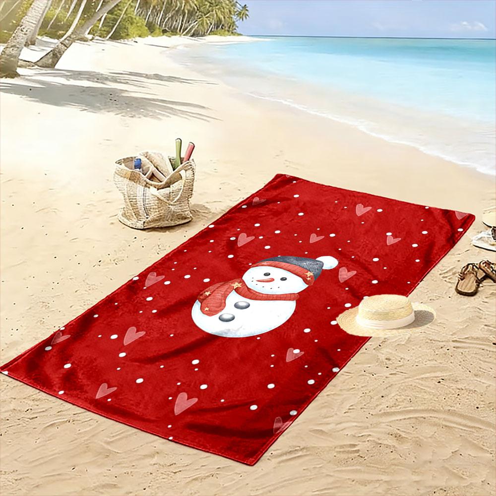 Snowy warmth embraces hearts Print beach towel, quick drying, suitable for travel, outdoor sports, jogging, the beach and swimming, gift