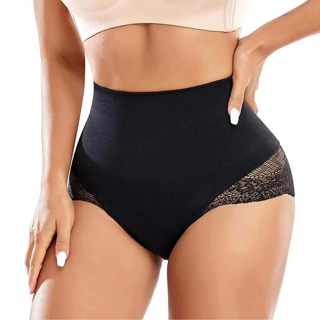 Нижнее белье со шнуровкой для контроля живота и высокой талией для женщин, корректирующее белье, трусики с кружевными шортами для коррекции ягодиц