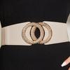 Ретро Художественный Кожаный Широкий Пояс На Талию С Эластичной Двойной Круглой Пряжкой Для Женщин