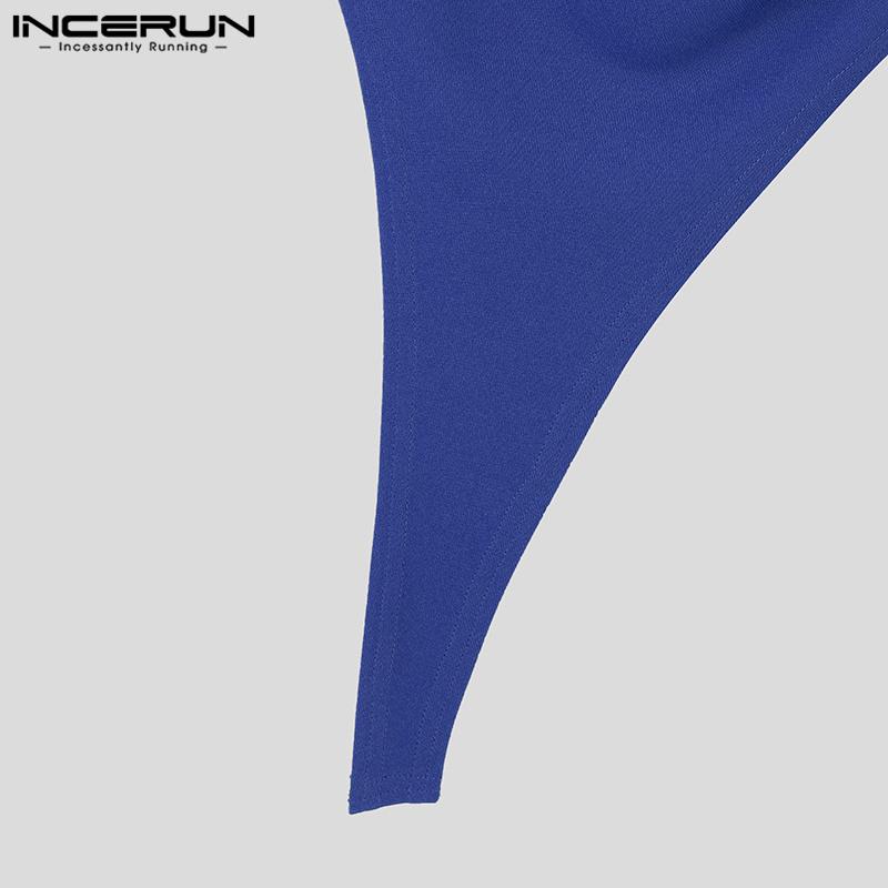 INCERUN Мужские топы Mochneck с коротким рукавом, облегающие, с вырезами, повседневные, трикотажные, нестандартные, туники, футболки