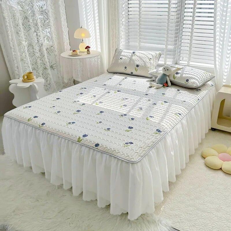 Летний комплект прохладных простыней из латекса, благоприятный для кожи, моющийся, кондиционер, юбка-кровать, нескользящие защитные чехлы для матраса