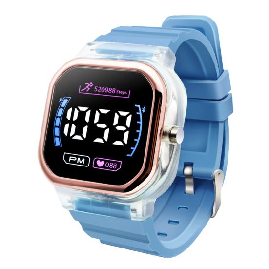 Electronic Watch Luminous Life Waterproof Square Dial Student Sports LED Digital Wrist Watch for Daily Wear