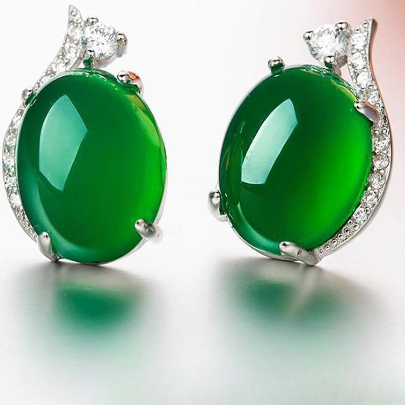 Серьги-гвоздики из серебра 925 пробы с халцедоном для девочек, изящные и модные, простые, персонализированные, универсальные украшения