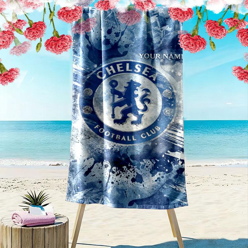 Chelsea F Custom Name Print Beach Towel, Large Soft Quick Dry Towel for Beach Camping Swimming