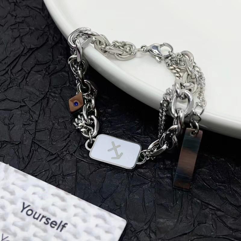 Layer Fashionable Double Titanium Steel Bracelet Minimalist Hipster Accessory Gifting For