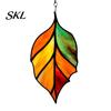 Stained Glass Leaf Art Acrylic Hanging Pendant, Waterproof Sunproof Window Hanging, Decorative Pendant Ornament with Colorful Light Effects for Garden