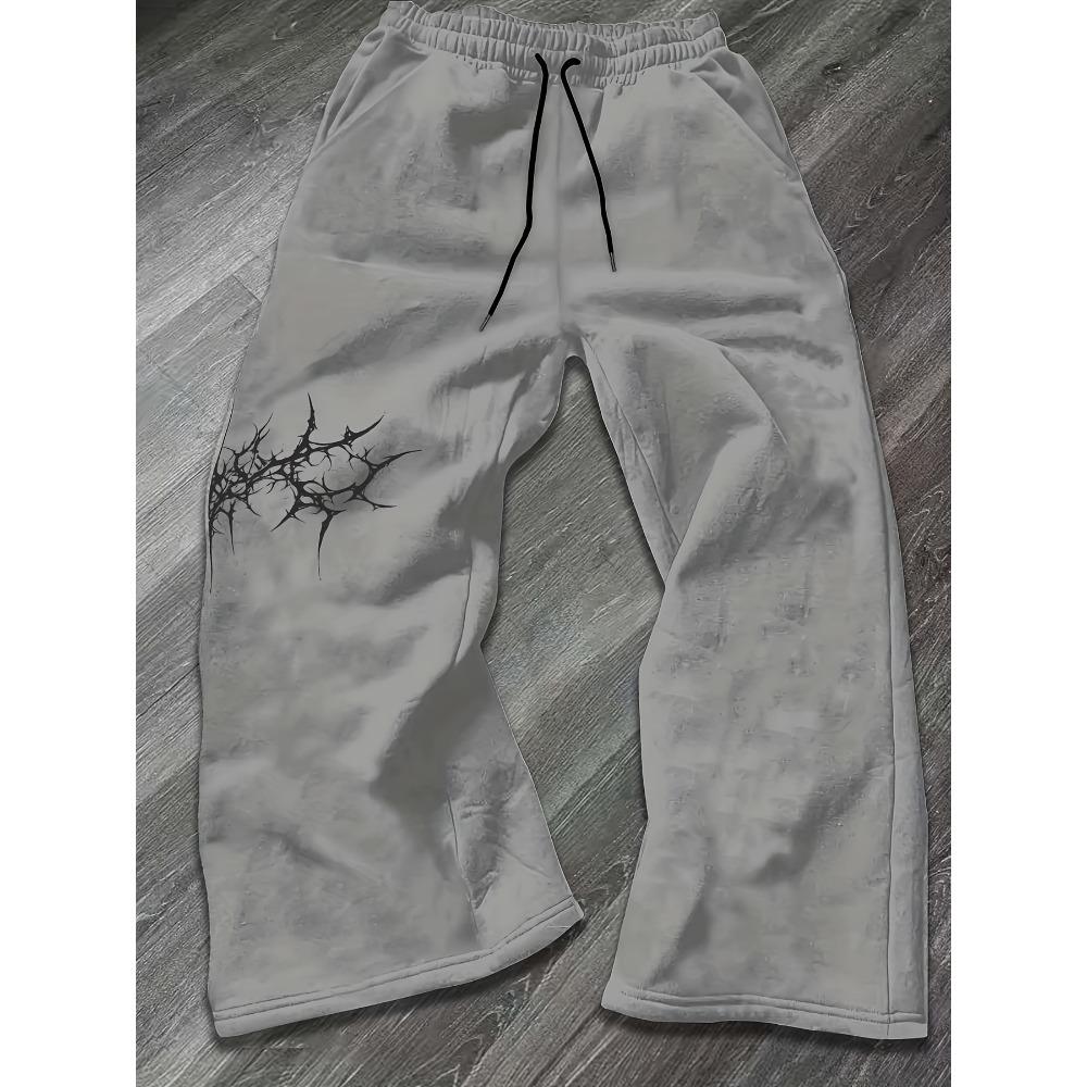 Men'S Patterned Loose-Fitting Sweatpants with Drawstring Waist, Wide-Leg Joggers with Pockets