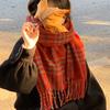 Red Striped Scarf for Women Winter Atmospheric Retro Autumn Winter Neck Warmer Couple Warm