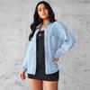 Весенне-осенняя темпераментная женская повседневная рубашка с длинными рукавами и лацканами, джинсовая куртка