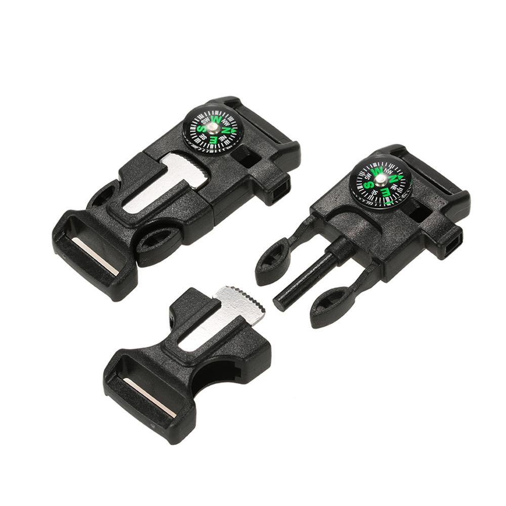 10PCS Plastic Whistle Quick Release Buckle Flint Fire Starter for Paracord Bracelet Outdoor Camping Emergency