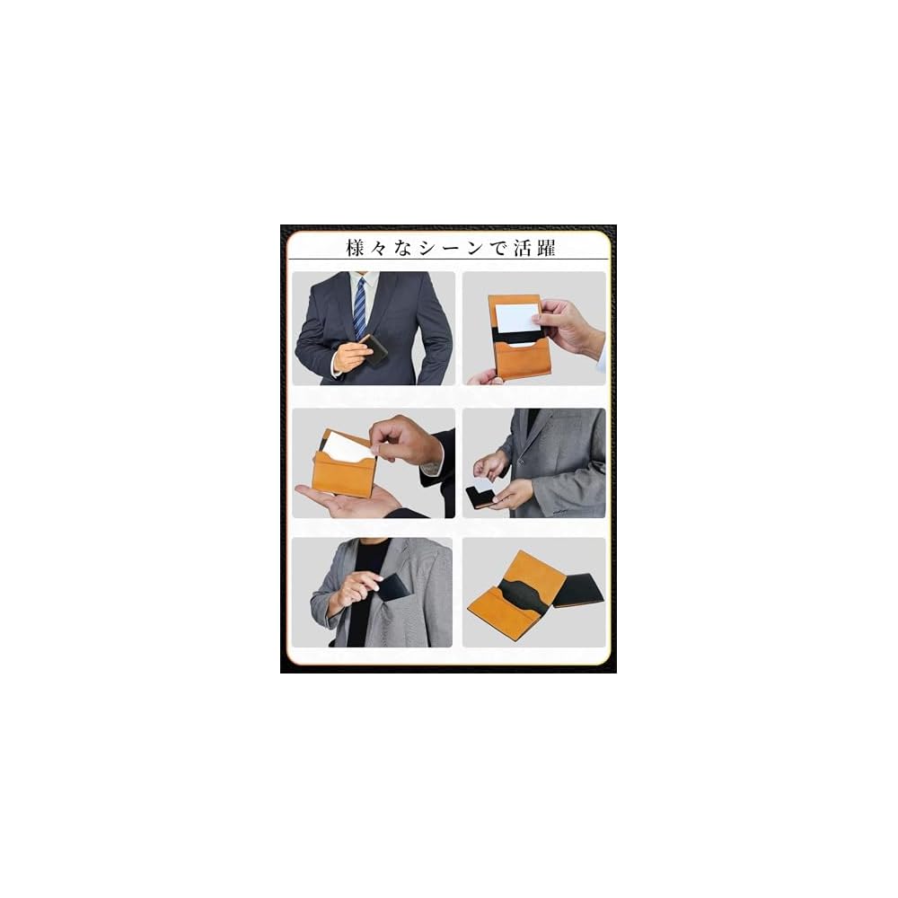 Fabrizio Men's Business Card Holder, Italian Leather, Slim Design, Holds 40 Business Cards, Large