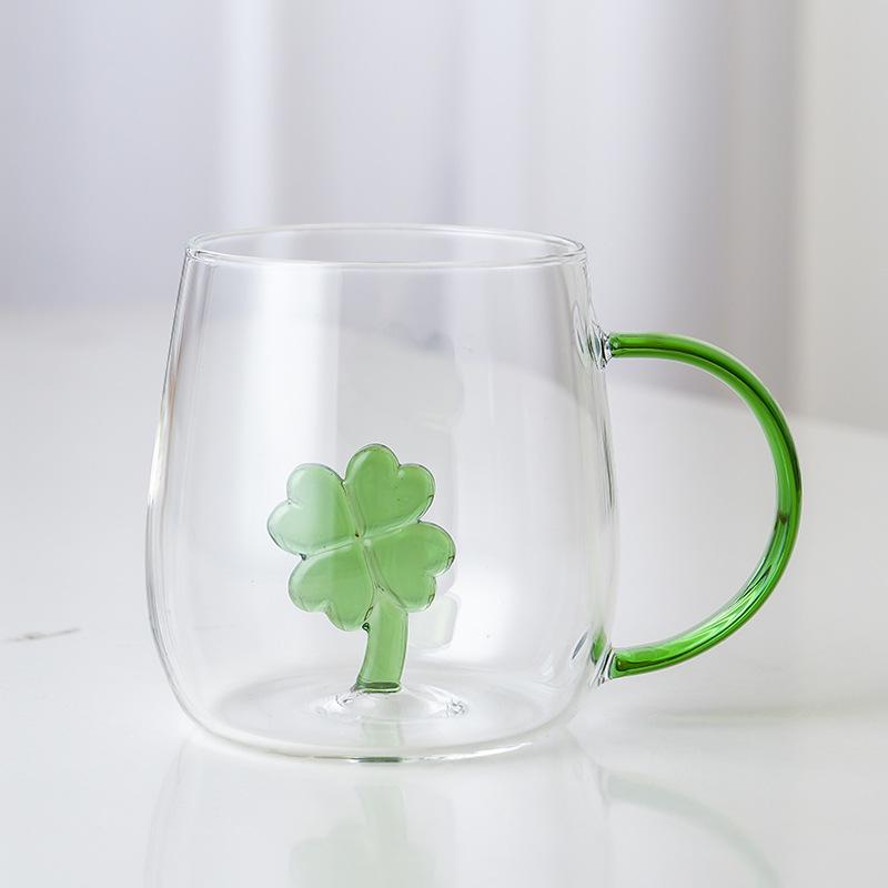 3D Cartoon Animal Glass Cup with Colored Handle - High Borosilicate Household Gift
