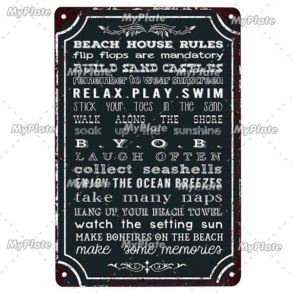 [MyPlate] Beach Metal Sign Vintage Plaque Tin Sign Plate Wall Decor For Bar Club Man Cave Art Painting Poster Gift