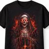 Demonic Nun Skull Horror Halloween Graphic Black Unisex TShirt