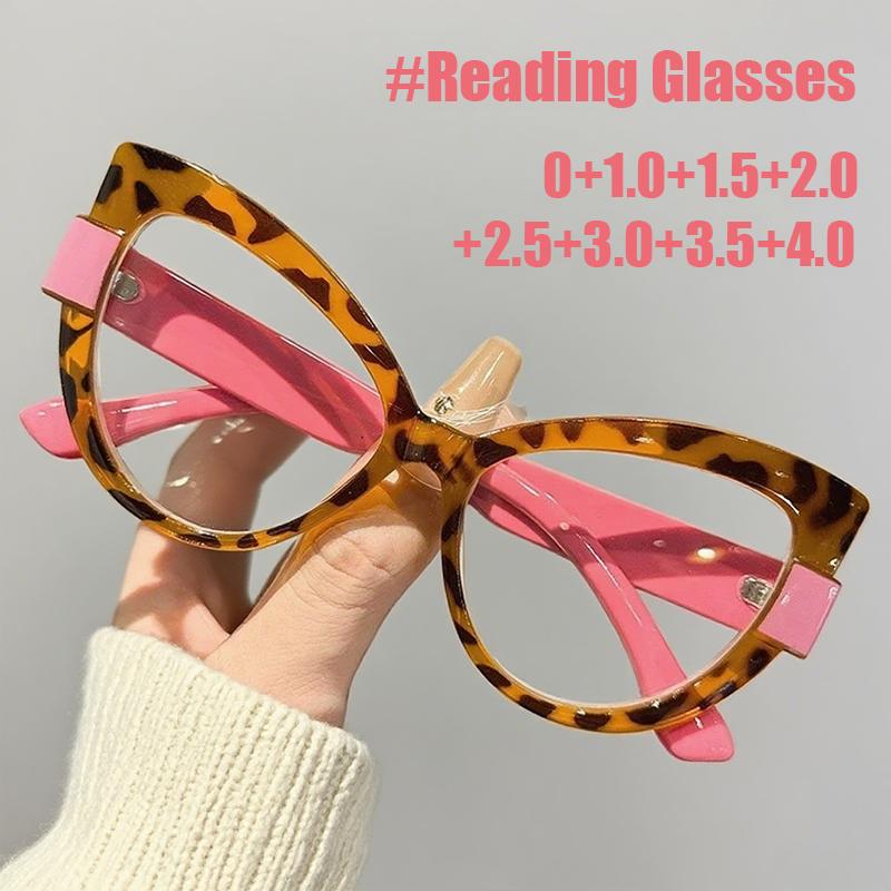 Vintage Large Frame Cat Eye Reading Glasses Woman Fashion Design Gradient Frame Presbyopic Glasses Diopter 0 To +4.0