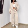 Women Tracksuit 2 Pieces Set Fashion Long Sleeve Zipper Coat Casual Solid Sweatshirt Straight Pants Suit Ladies Autumn Sportwear