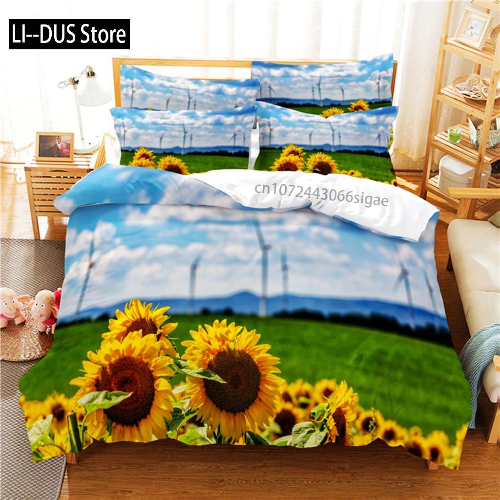 Beautiful SunFlower Bedding Set Duvet Cover Set 3d Bedding Digital Printing Queen Size Bedding Set Fashion Design