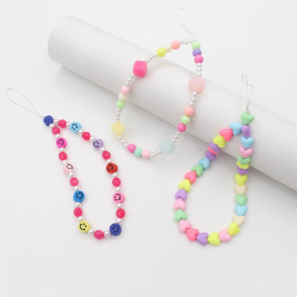 Симпатичная короткая подвеска для мобильного телефона в виде смайлика в виде звезды из мягкой глины разных цветов, бисер, ювелирное изделие.