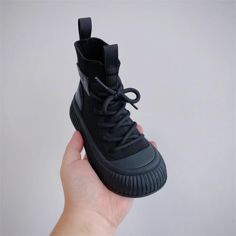 Новые осенние детские ботинки, обувь для девочек, вязаные иностранные носки, ботинки, удобные нескользящие одинарные ботинки для мальчиков,