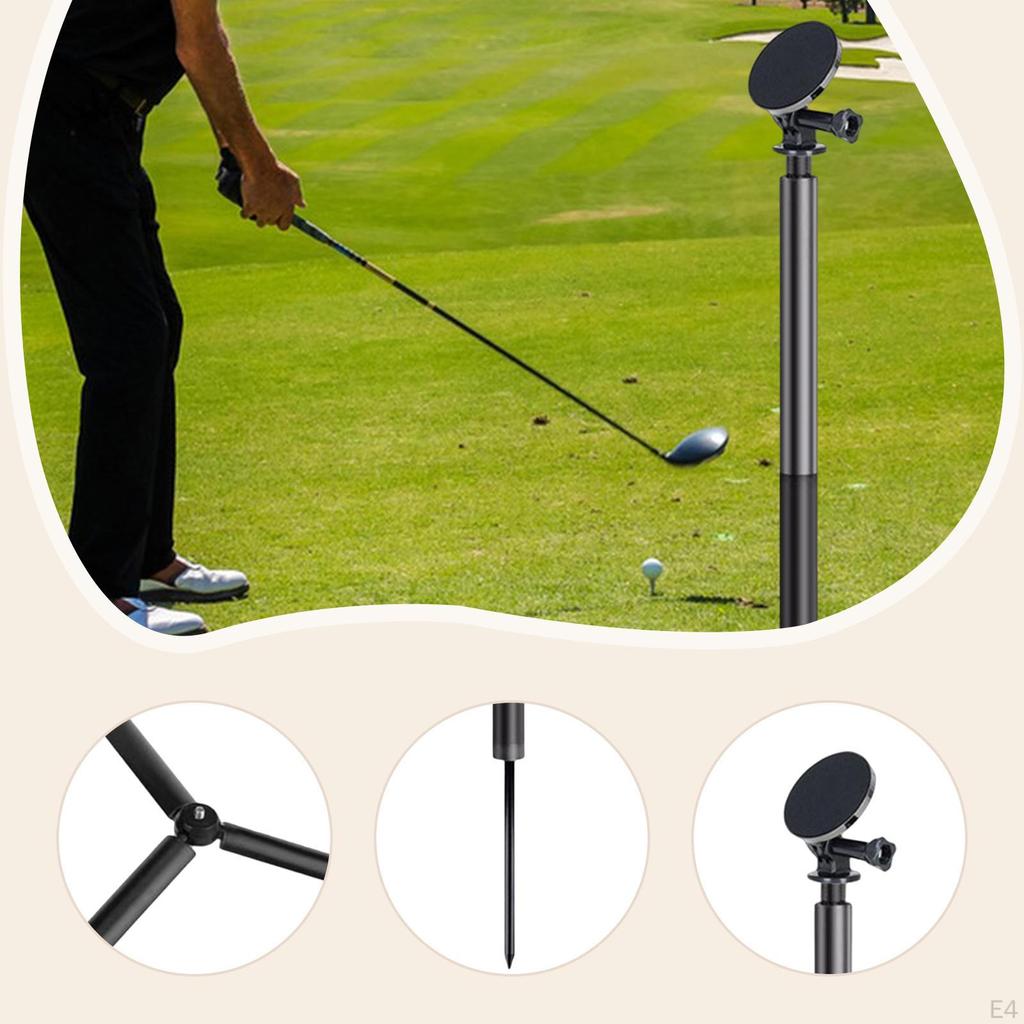 Golf Monopod Phone Holder Aluminum Alloy with Ground Stake Smartphone Mount Selfie Rod for Training