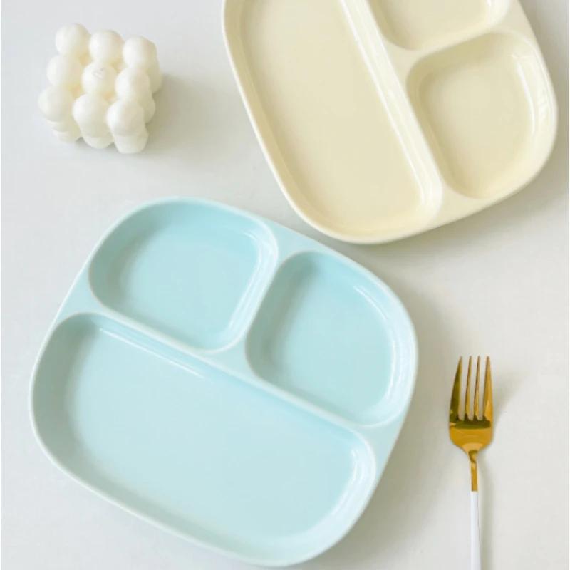 Завтрак Простая керамическая тарелка Безделушка Тарелка Три отделения Микроволновая печь Фрукты Закуска Десерт Тарелка Посуда Кухонные принадлежности