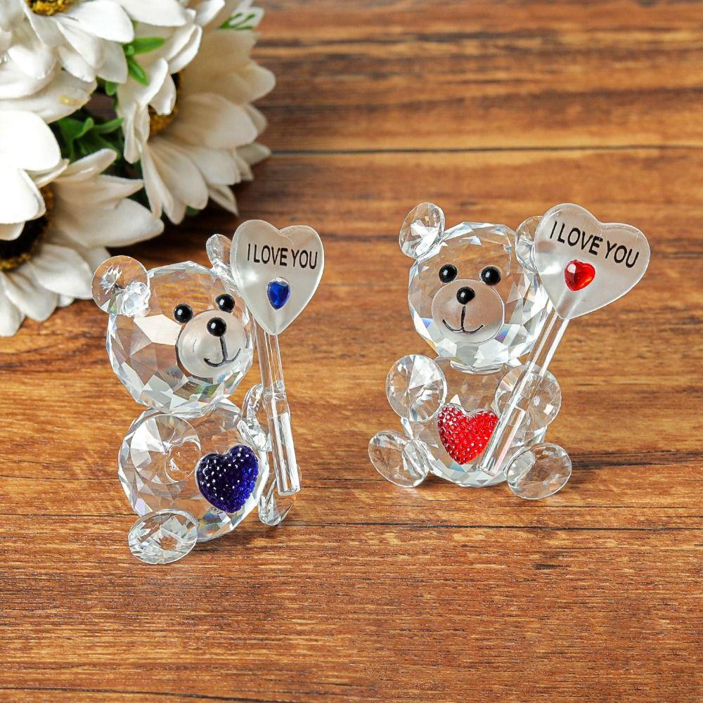 Романтичная статуэтка маленького медведя Креативный медведь в форме сердца Настольное украшение для гостиной