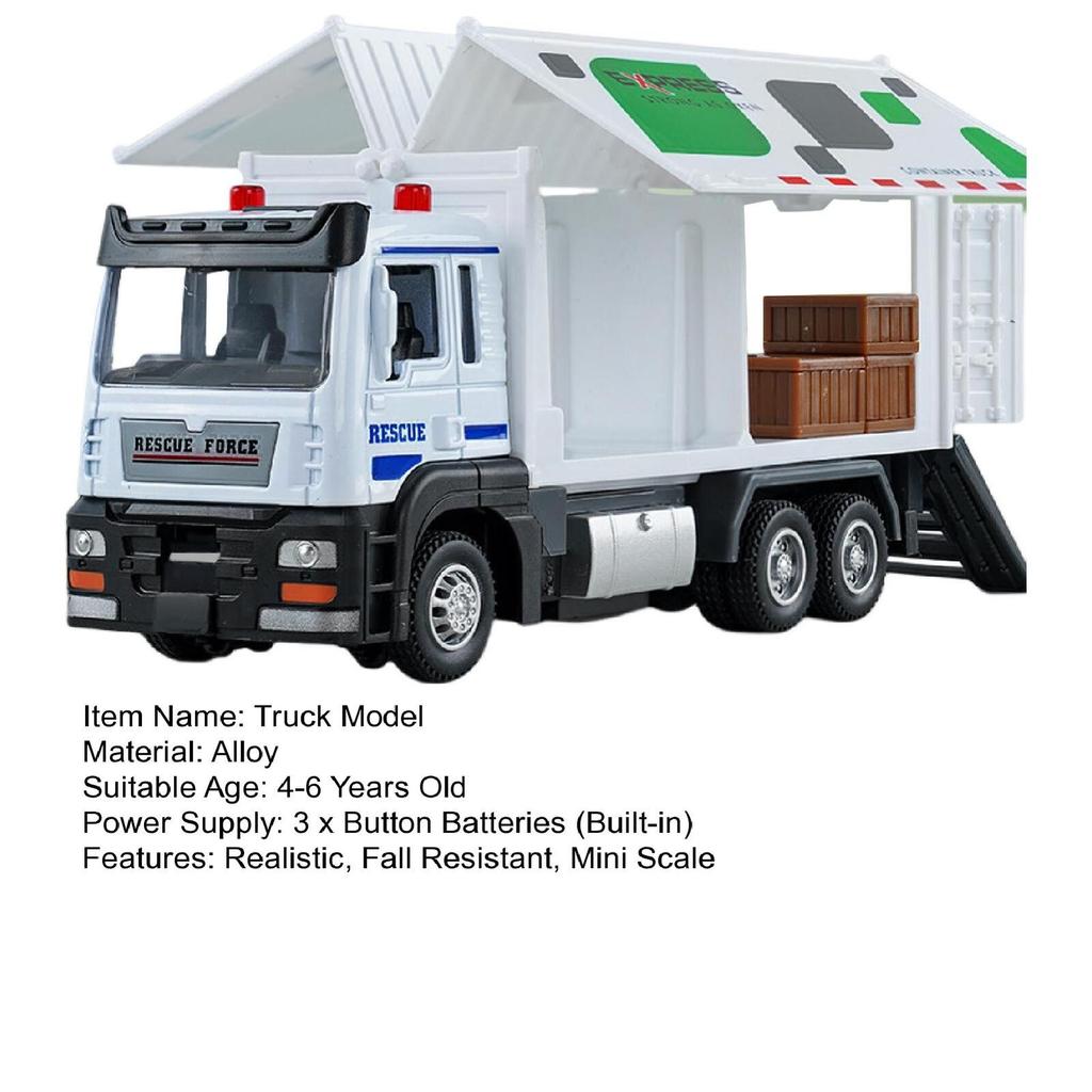 Модель контейнеровоза в масштабе 1/32 с музыкой и светом, открывающаяся дверь, реалистичное игрушечное украшение автомобиля, модель инерционного грузовика из сплава, откат назад, подарок на день рождения