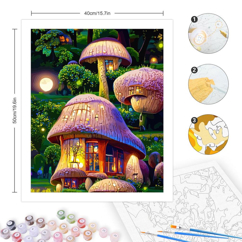 RUOPOTY Наборы для рисования по номерам, набор для рисования по номерам с грибами, сделай сам, набор для рисования по номерам для взрослых, ручная роспись, настенные украшения для дома, 40x50 см
