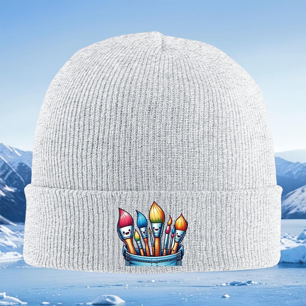 Smiling brushes in denim pocket Men Women Unisex Knitted Hat Beanie Pullover Cap Winter Thermal Warm Christmas Outdoor Cycling H