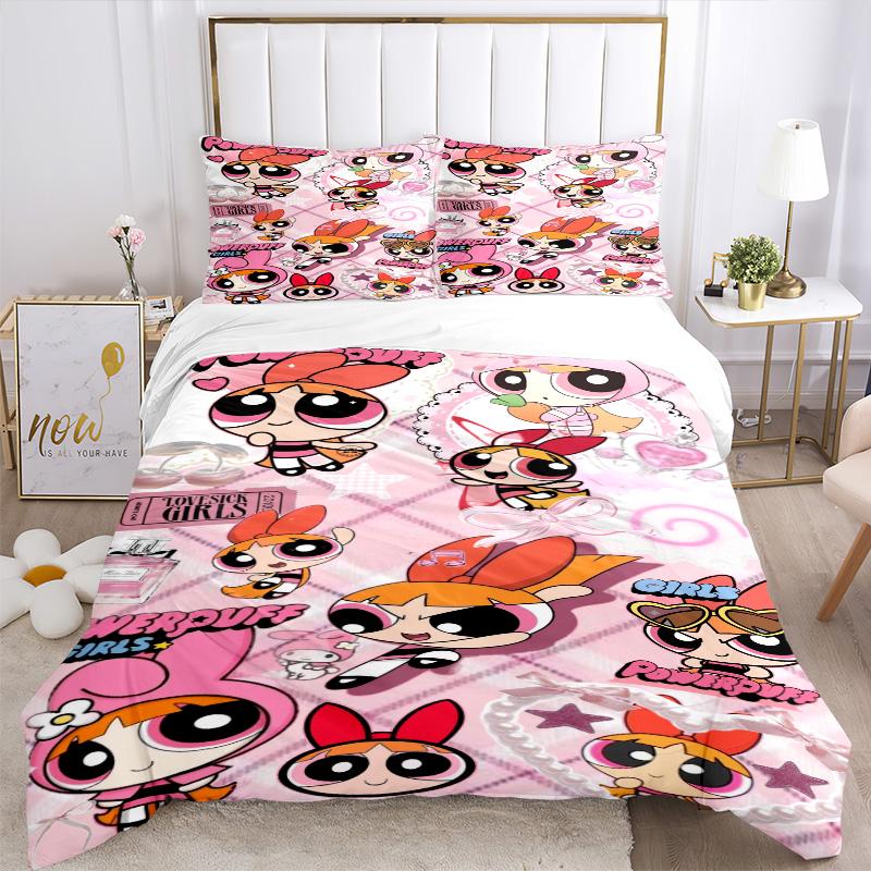Powerpuff Girls Collage Print 3Pcs Bedding Setduvet Cover With 2 Bedropillowcase Home Birthday Gift