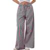 Женские модные полосатые брюки с завязками на талии, широкими карманами и свободными повседневными брюками