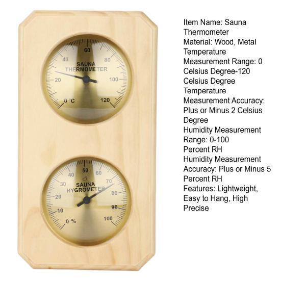 Термометр для сауны Большой экран Батарея не требуется Высокоточный настенный мониторинг температуры 2-в-1 Цифровой термометр для сауны Гигрометр