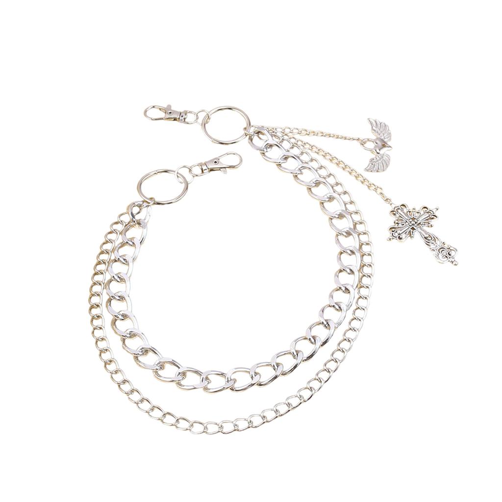 Popular Hiphop Waist Chain with Crossed Pendant Waist Charm Street Pants Chain Body Chain Trousers Chain Cool Accessory