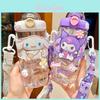 Детская бутылка для воды Sanrio Kuromi с трубочкой для школы и летнего использования