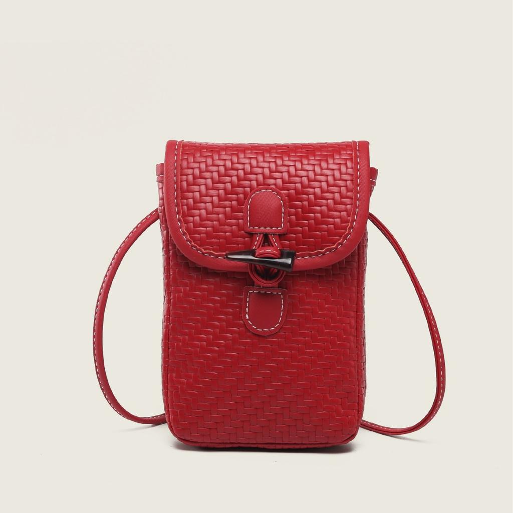 2025 New Fashion Phone Bag Stylish Exquisite Texture Crossbody Bag Vintage Woven Vertical Small Bag Beach Bag