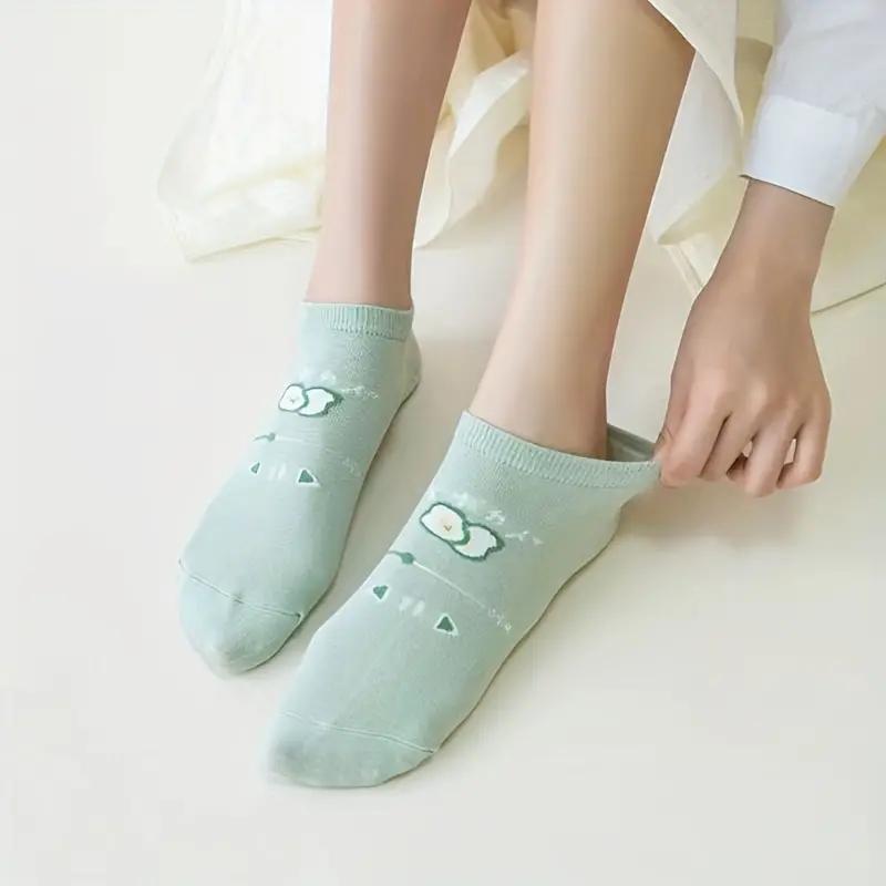 5 пар носков с мультяшным принтом, милые универсальные низкие носки до щиколотки, женские чулки и чулочно-носочные изделия