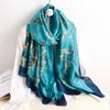 Large Silk Soft Scarf Women Stylish Print Long Shawl Handkerchief Summer Sun Protection Elegant Travel Wrap Handkerchief