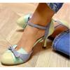 New Style Sweet Female Pumps Round Toe Small Heels 6cm Buckle Strap Bowknot Mixed Color Plus Size 34-43 Spring Dating Shoes