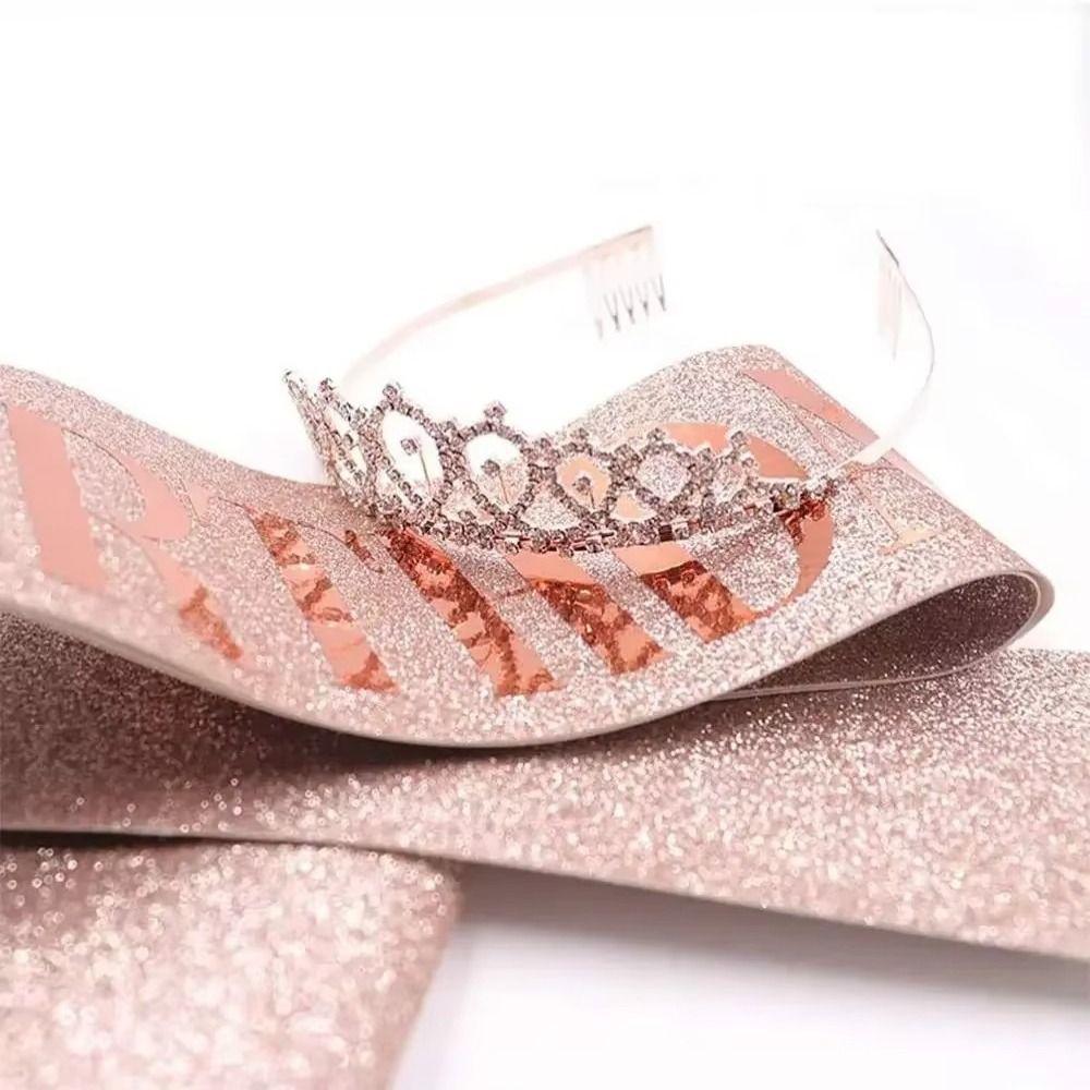 2Pcs/Set Glitter Birthday Tiara Gold Crystal Crown New Birthday Party Crown Sash 18 21 30 40 50th