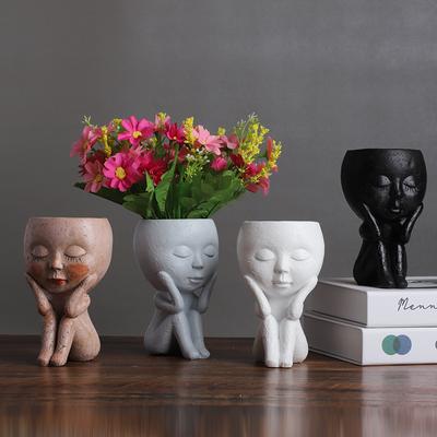 Скандинавская креативная ваза, милая кукла для девочки, суккулентное растение, цветочный горшок, украшение для дома, украшение из смолы, горшок для растений