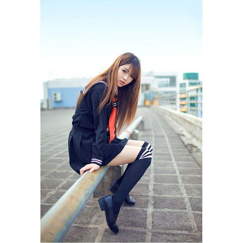 Элегантное женское платье-матроска с длинным рукавом, школьная форма для косплей-энтузиастов