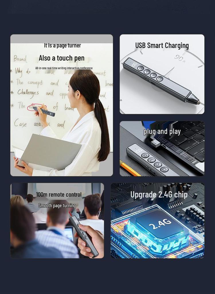 Smart Touchscreen Pen: Multimedia Page Turner for Teaching & Business, Long Battery Life, Plug & Play