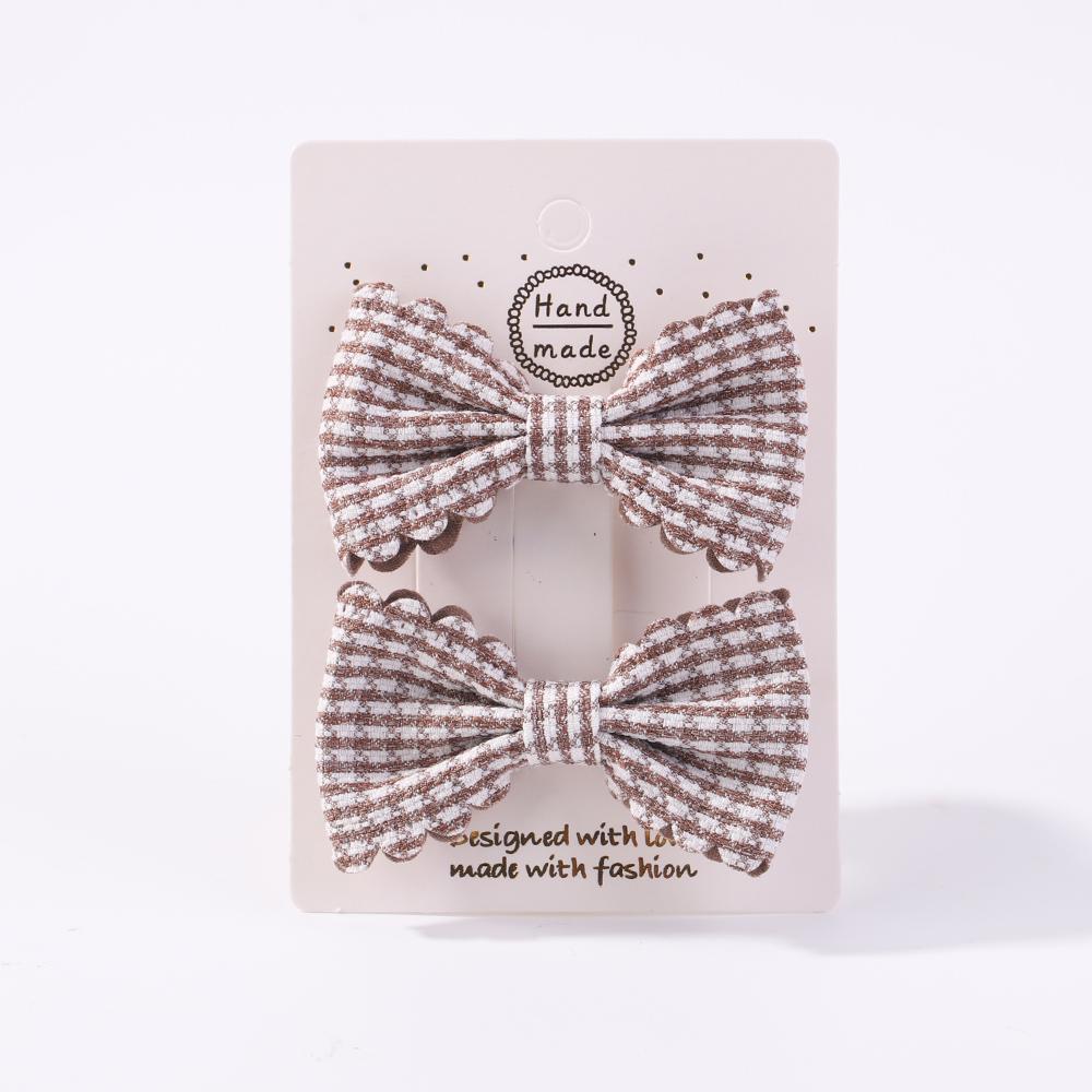 2 шт./набор Новые милые заколки для волос с клетчатым принтом для девочек, для детей, сладкая повязка на голову, заколки для волос, заколки-автоматы, модные аксессуары для волос с бантом