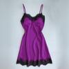 Women's Solid Color Sexy Erotic Pajamas V Neck Lace Edge Camisole Nightgown