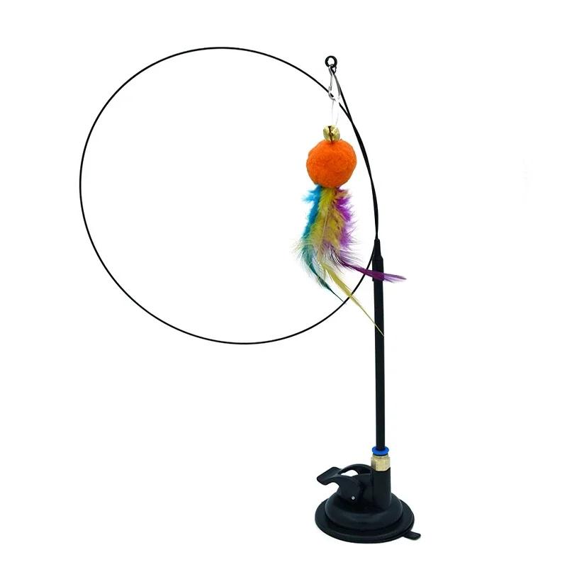 Интерактивная игрушка для кошек Handfree Cat Stick Играющий котенок Играющий тизер Палочка Игрушка на присоске Птица/перо Кошачья палочка Товары для домашних животных