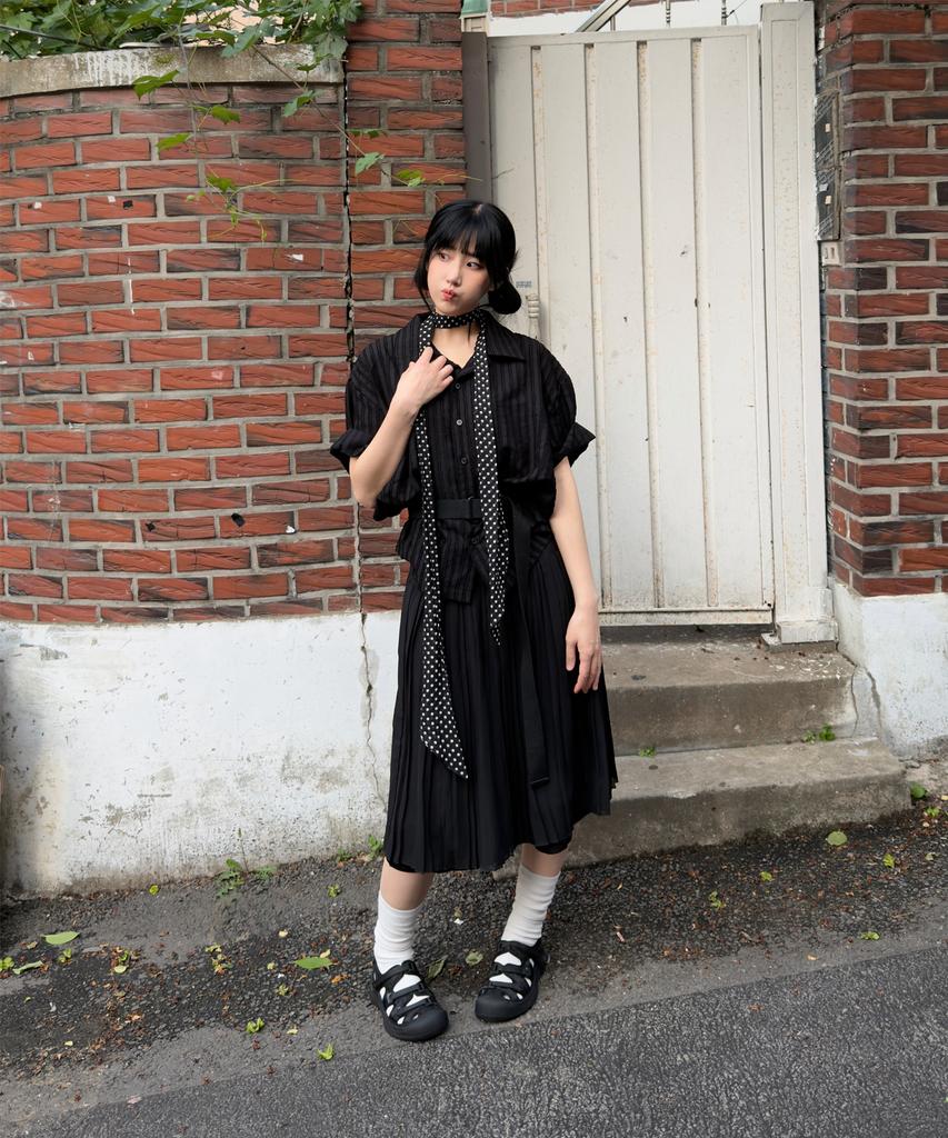 BILLIANT Layered Stripe Crop Shirt_Ivory