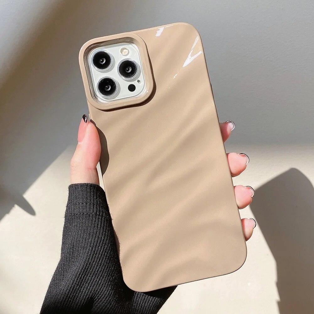 Роскошный чехол для телефона с 3D шелковым волнистым узором для iPhone 14 Pro Max, чехол для iPhone 11 12 13 15 Pro Max XR XS 7 8 Plus SE, однотонный чехол