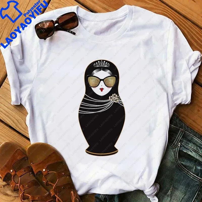 Matryoshka Doll T Shirt 2023 Funny Summer Fashion Tshirt Russian Doll TShirt Unisex White Casual T Shirt Female Harajuku Shirt