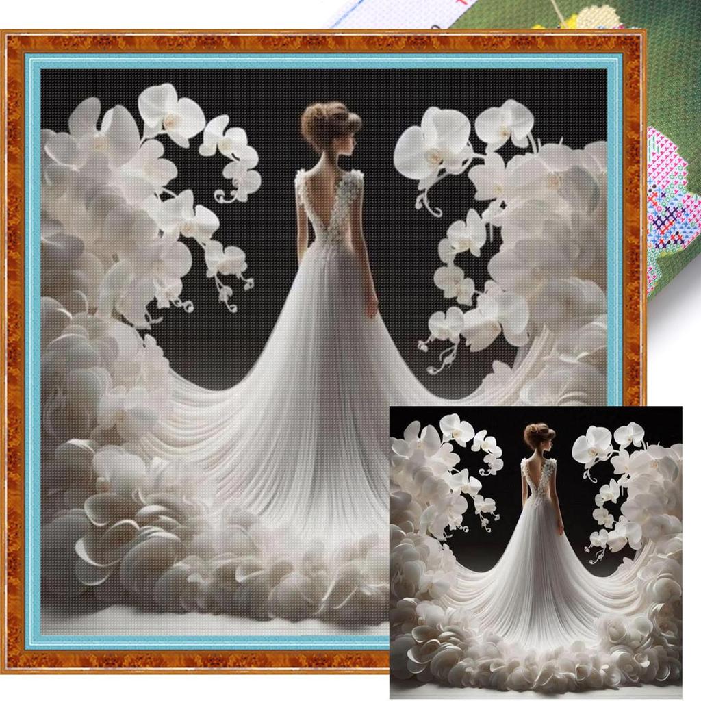 Набор для вышивания крестом с принтом девочки 45x45см Сделай сам 11CT Набор для вышивания Домашний декор