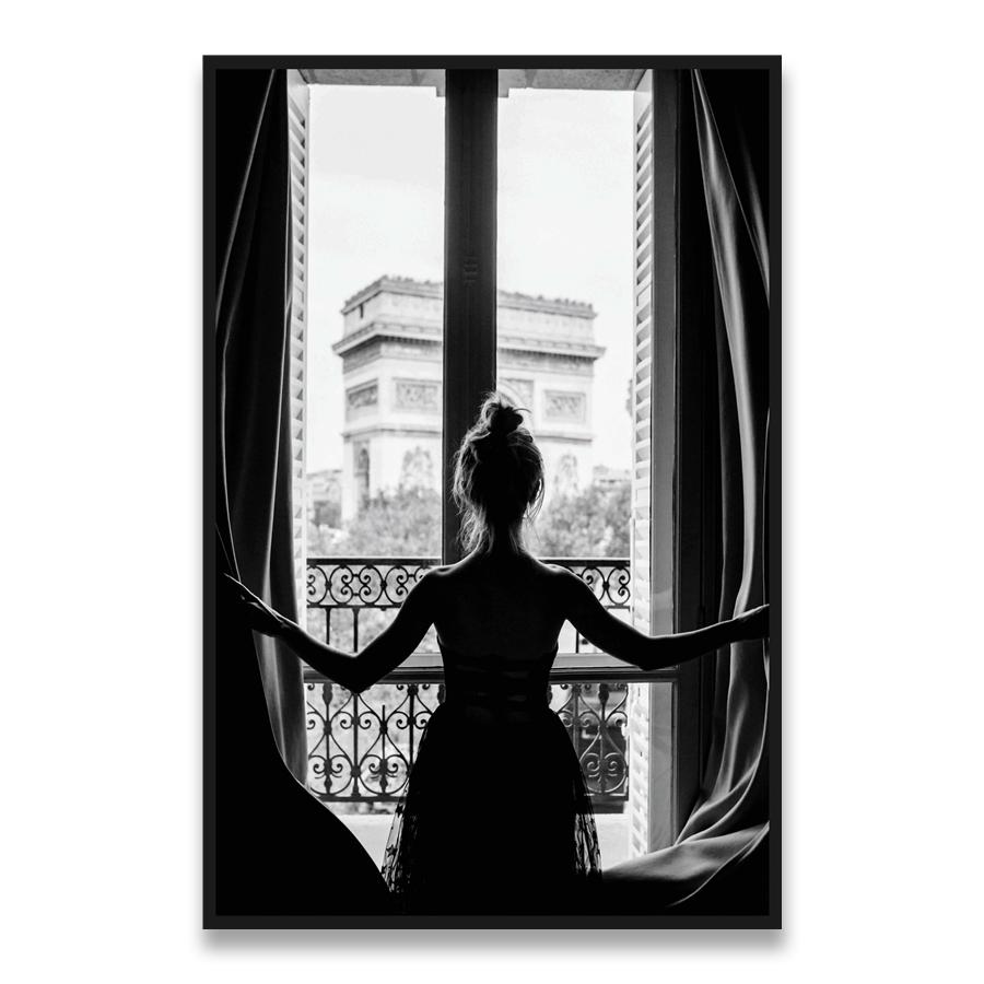 Черно-белая сексуальная девушка у окна, скандинавская картина на холсте, мода, красивая женщина, постеры, настенные картины, гостиная, домашний декор